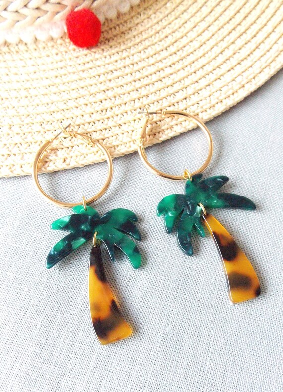 Oliviadivine Palm Tree Hoop Earrings