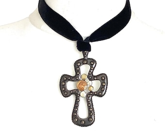Collier Ras De Cou choker gothique rock cosplay noir Velours