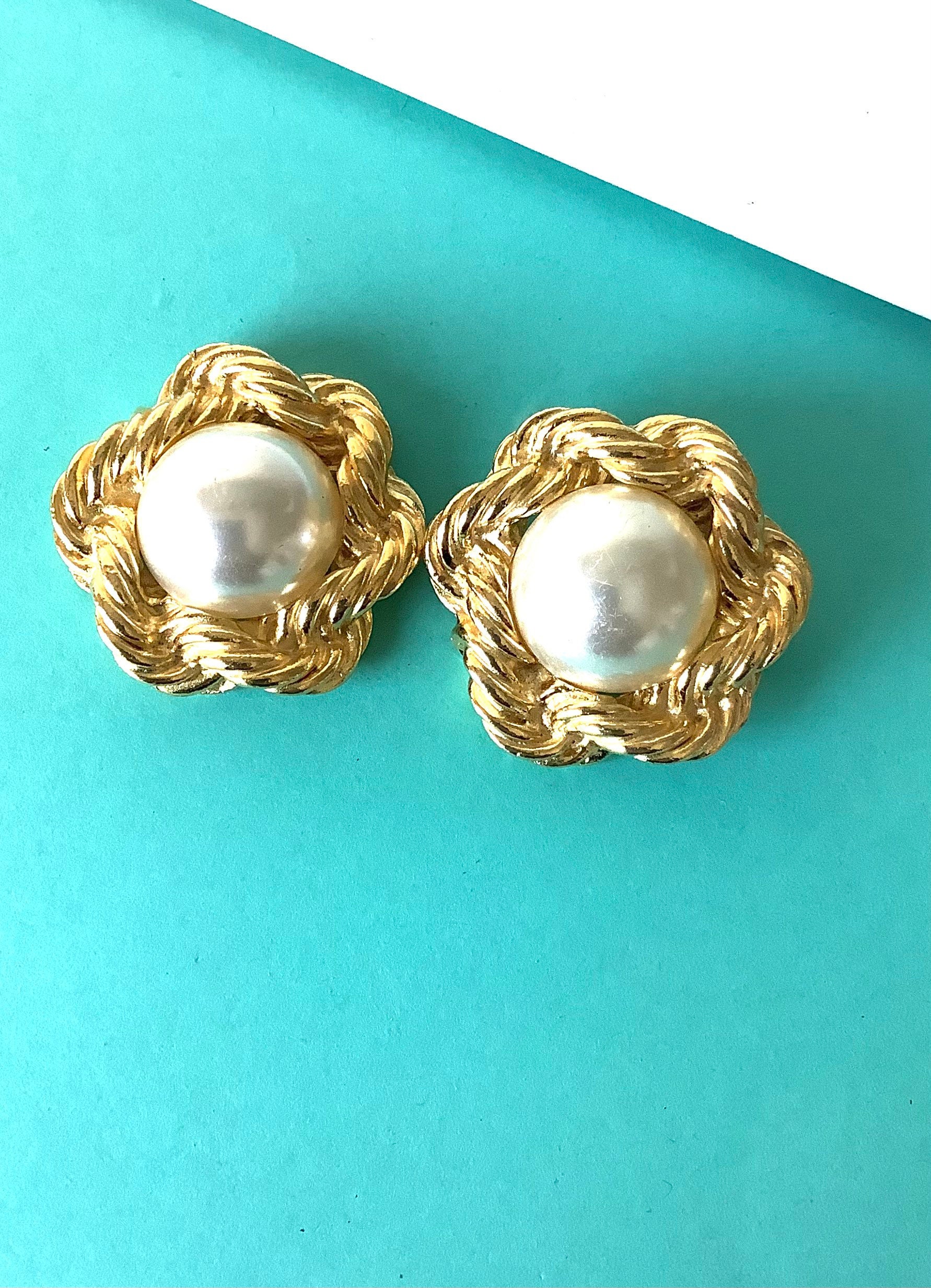 Vintage Chanel Flower Shaped Pearl Clip-on Earrings From -  Australia