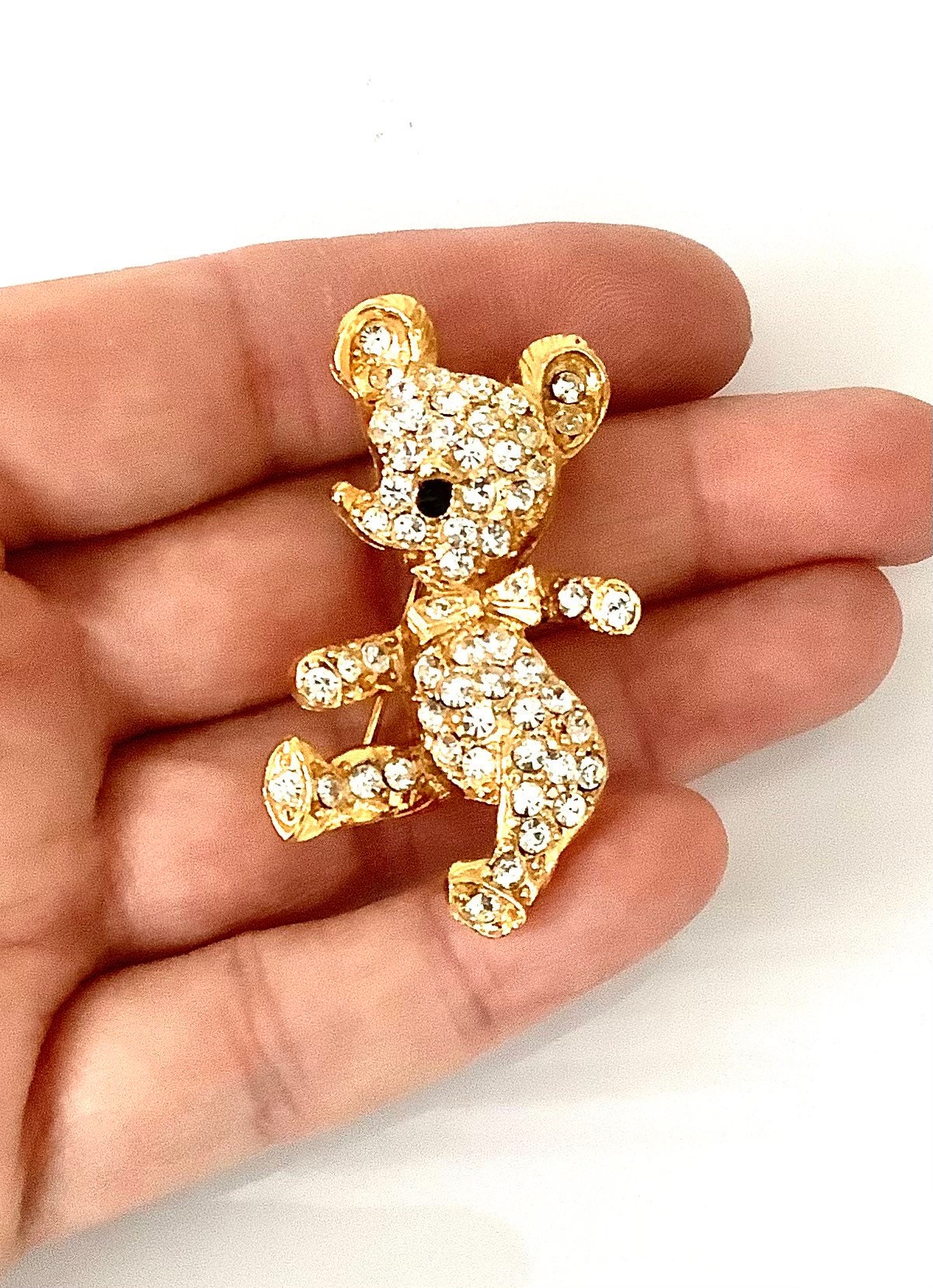Broche Rétro Grand Nounours Or Et Cristaux | Modèle Collection 4167 Occasion