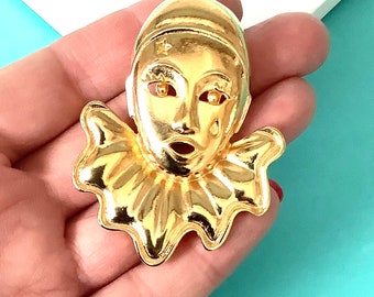 Vintage 80’s Gold Clown Mask Brooch
