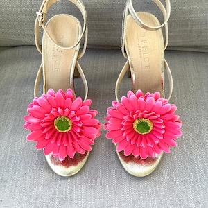 Pink Gerbera Flower Shoe Clips