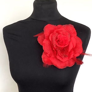 Big Red Flower Brooch Hair Clip Wedding Corsage Wedding Accessories