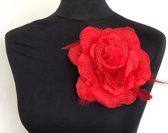 Big Red Flower Brooch Hair Clip Wedding Corsage Wedding Accessories