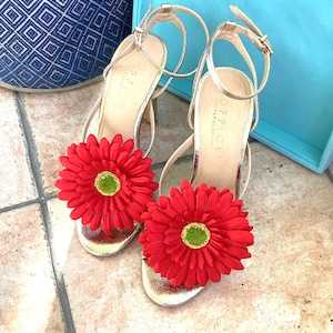 Red Gerbera Flower Shoe Clips