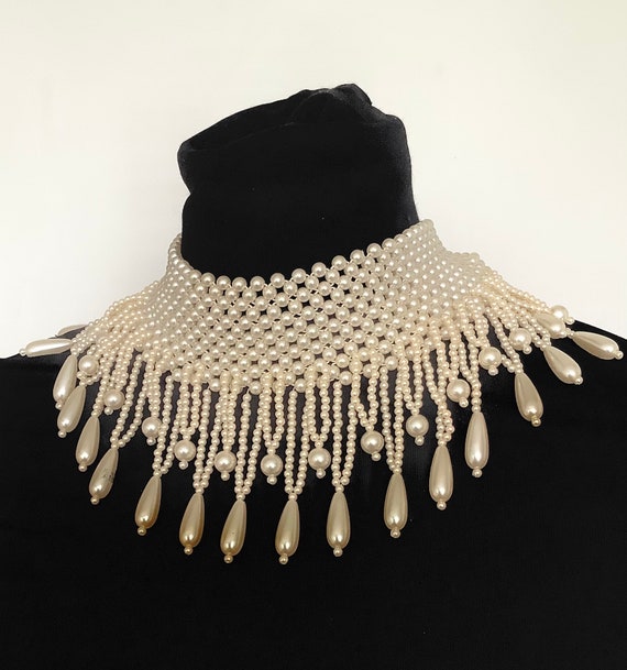 Vinage 80’s Faux Pearl Beaded Choker Necklace new… - image 5