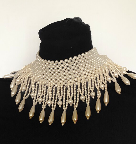 Vinage 80’s Faux Pearl Beaded Choker Necklace new… - image 3