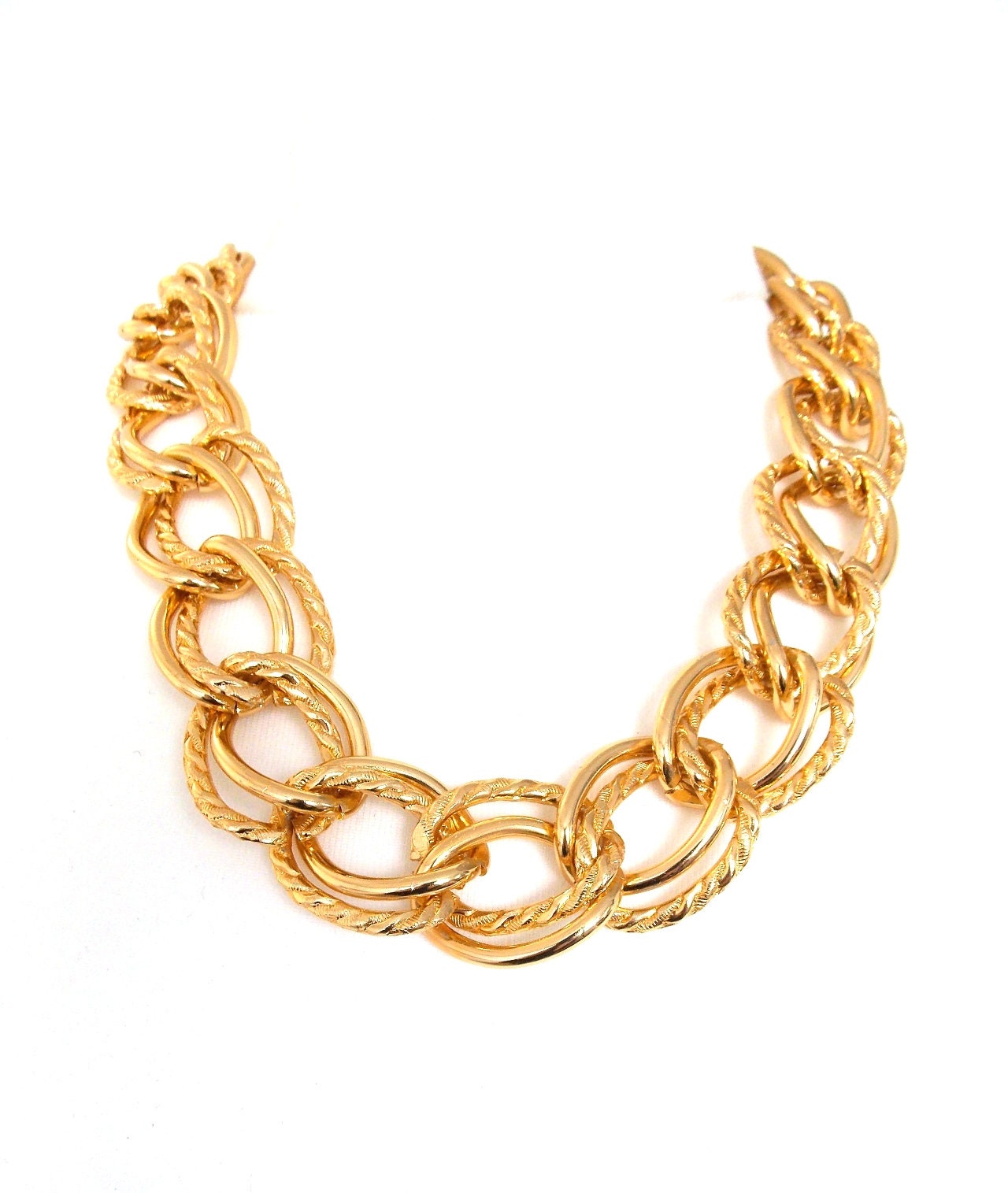 Chunky Gold Double Link Chain Statement Necklace Etsy