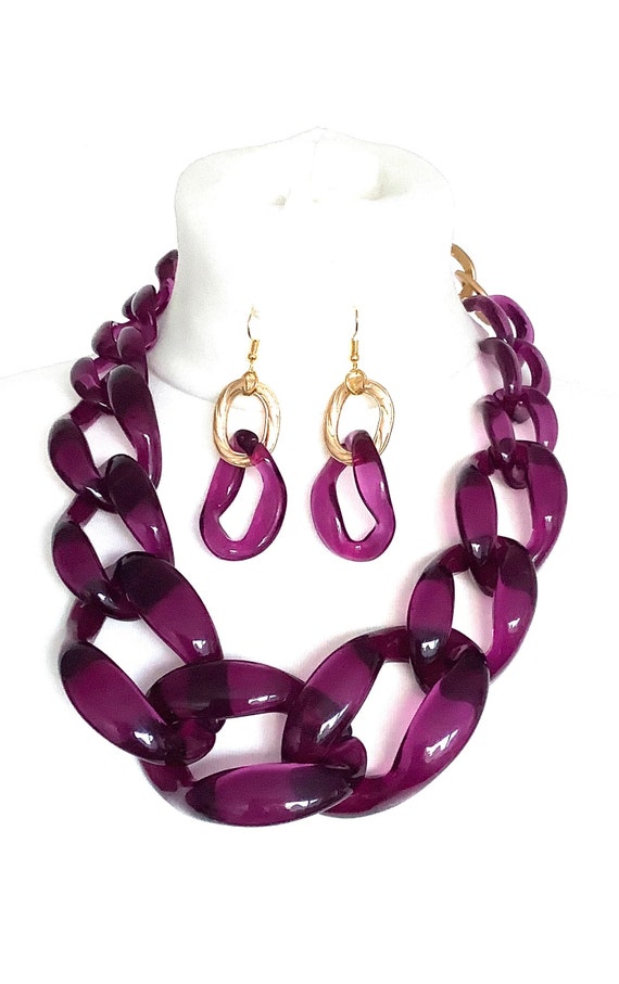 Chunky purple necklace sale