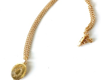 Vintage 80's Gold Locket and Chain Pendant Necklace