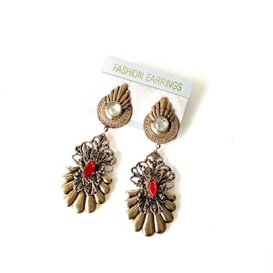 Big Clip On Vintage 89’s Red Jewelled Statement Earrings