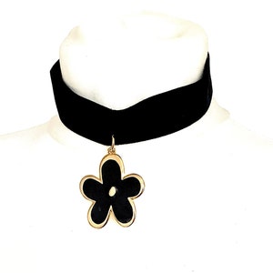 Black Enamel Flower Choker