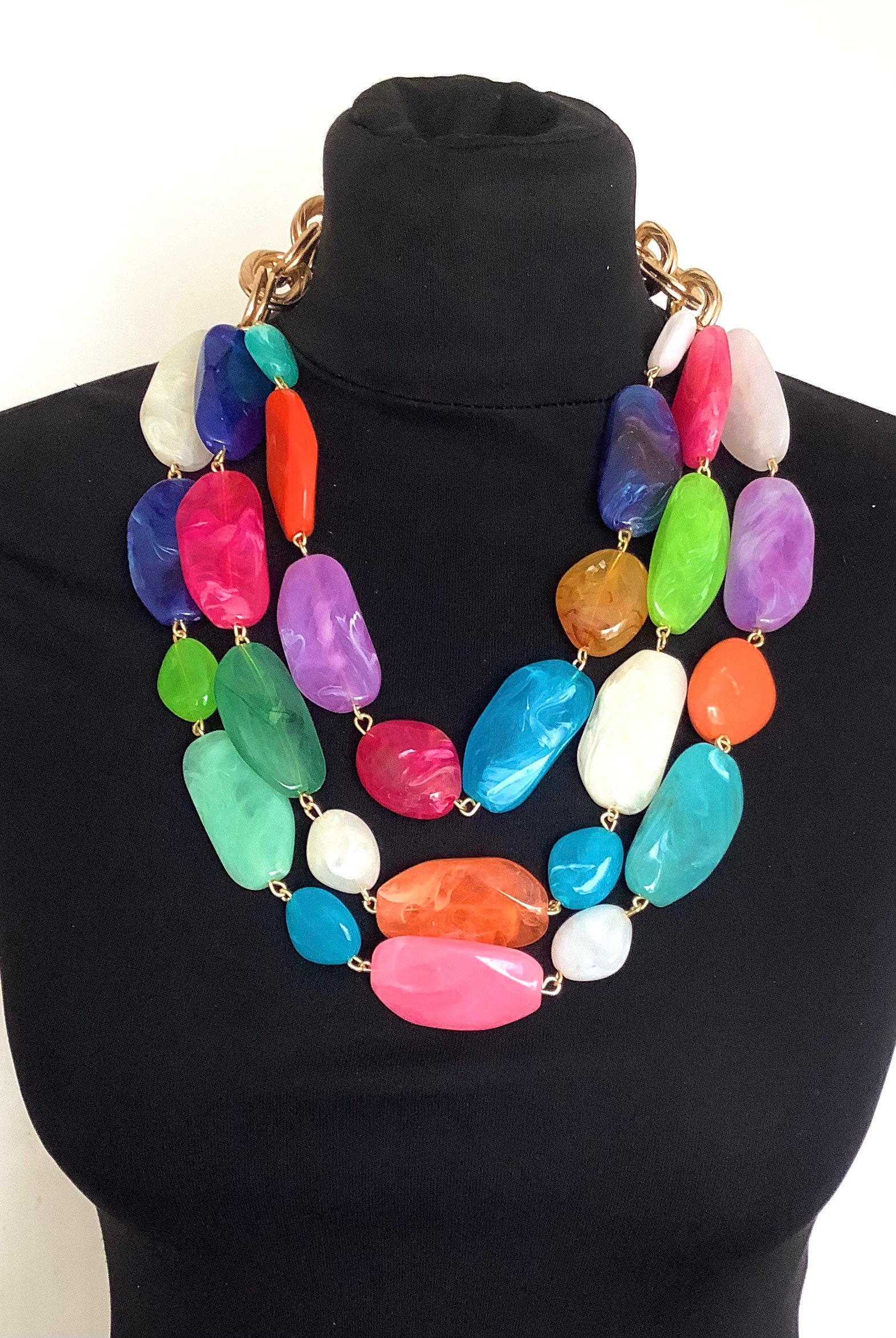 Multi Layer Wood Beads Statement Necklace - Anna Kay & Co