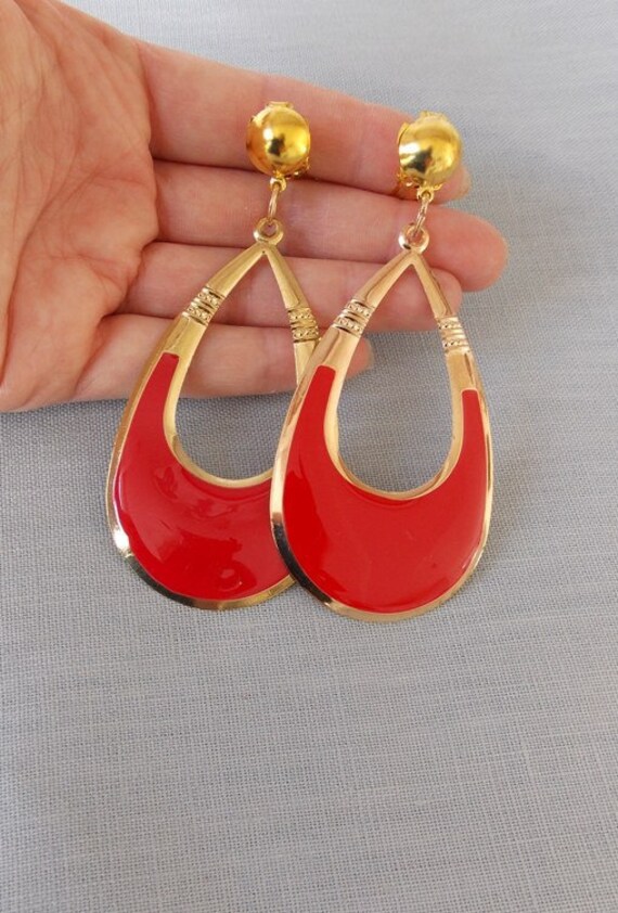 Red clip on best sale earrings