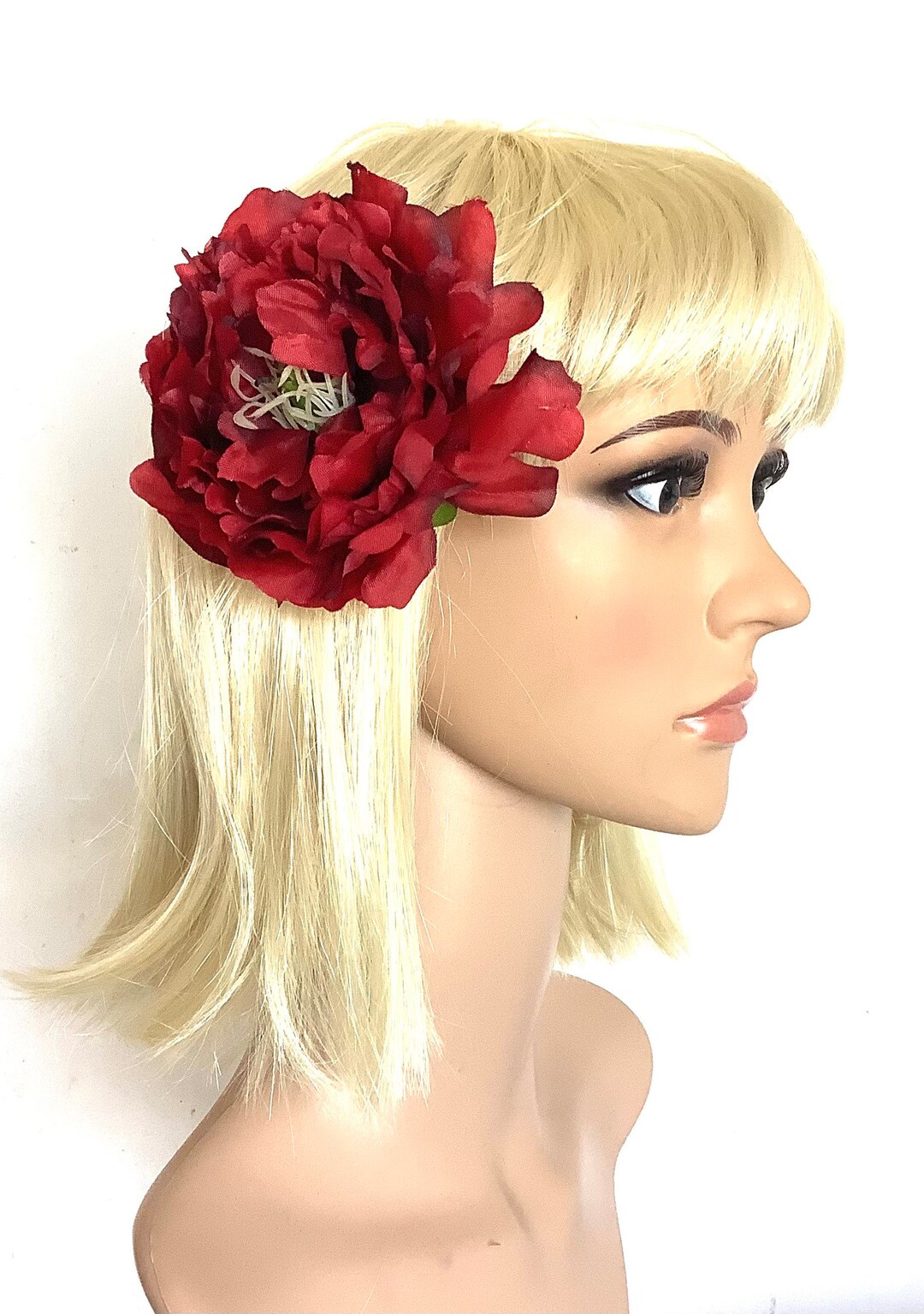 Dark Red Flower Hair Clip Wedding Corsage Wedding Accessories Etsy Canada