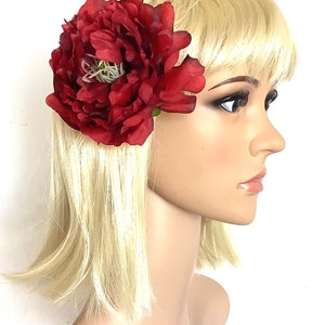 Dark Red Flower Hair Clip Wedding Corsage Wedding Accessories