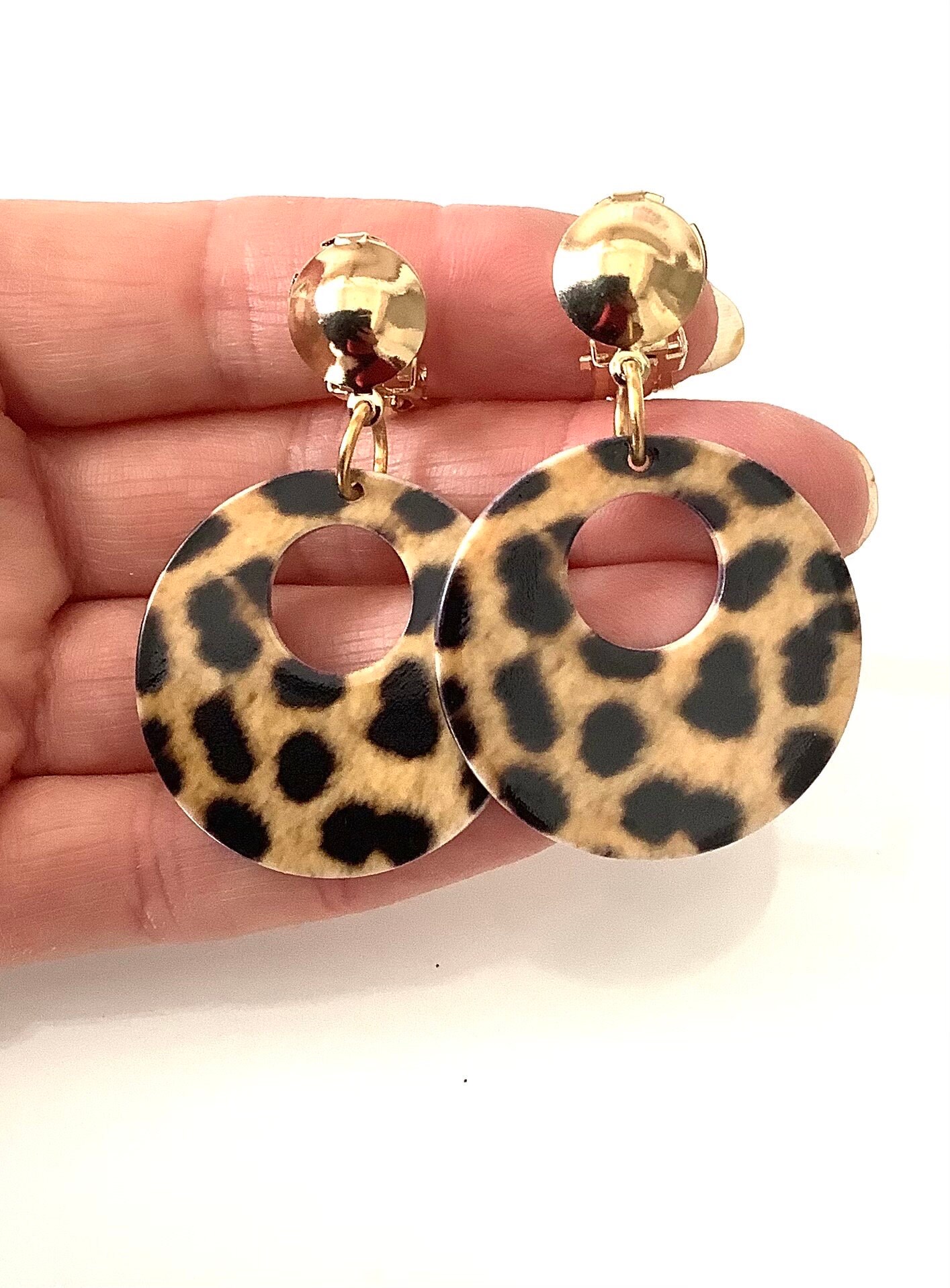 Leopard print hoop earrings discount