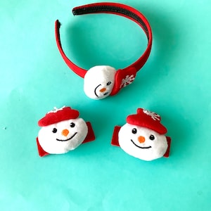 Mädchen Schneemann Stirnband und Haarspange Set Mädchen Weihnachten Haarschmuck