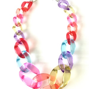 Chunky Multi-coloured Acrylic Chain Statement Necklace - Etsy