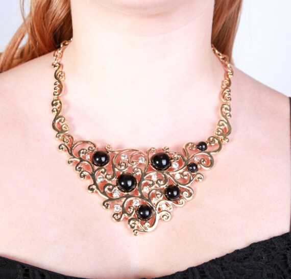 Vintage 90's Gold and Black Baroque Style Stateme… - image 3