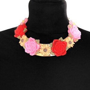 Multi-Coloured Floral Torque Boho Festival Choker Necklace image 3