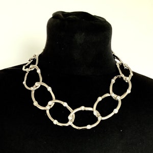Vintage 90’s Silver and Crystal Chain Statement Necklace