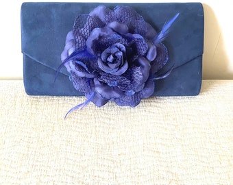 Navy Blue Floral Envelope Clutch Bag accessorio da sposa madre della sposa