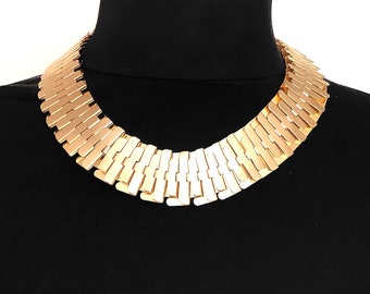 Vintage 80’s Gold Cleopatra Style Reversible Collar Necklace