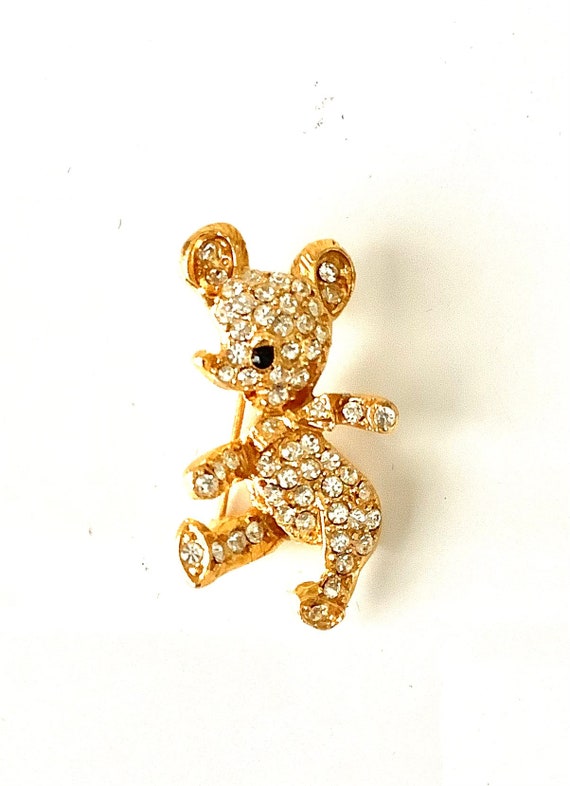 Broche Rétro Nounours En Or Avec Cristaux - Modèle Collection 4167 - Occasion