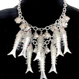 Silver Vintage Fish Statement Necklace