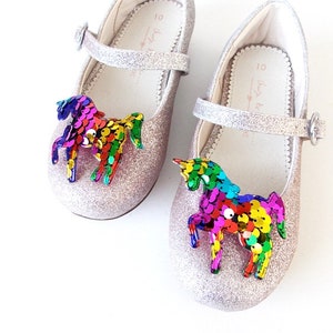 Girls Rainbow Sequin Unicorn Shoe Clips image 3