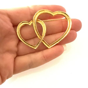 Vintage 80’s Gold Double Heart Brooch