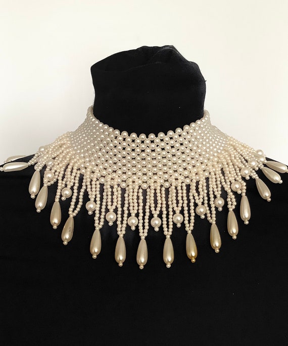 Vinage 80’s Faux Pearl Beaded Choker Necklace new… - image 4