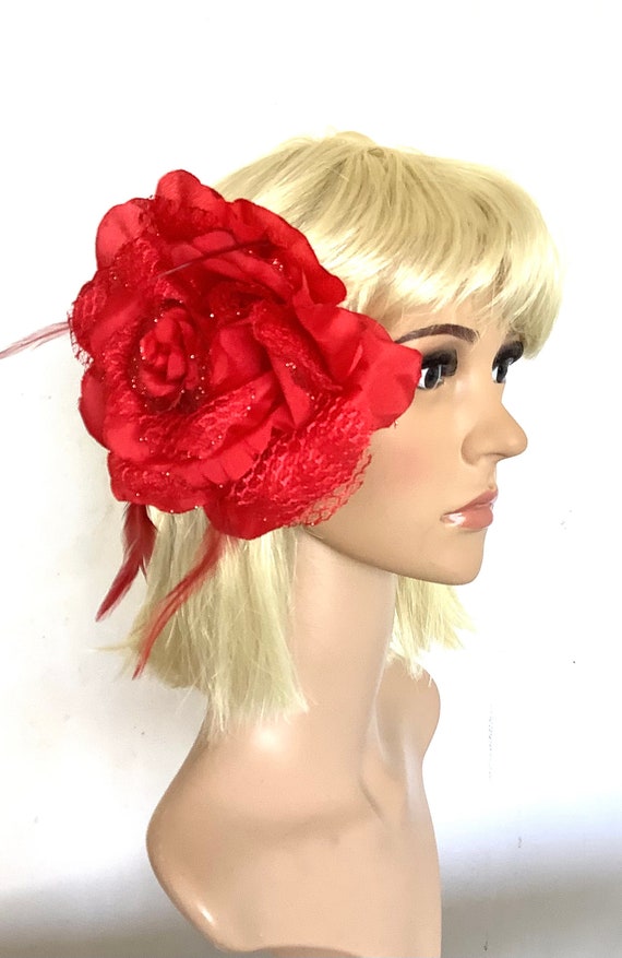 Big Red Flower Brooch Hair Clip Wedding Corsage Wedding Accessories
