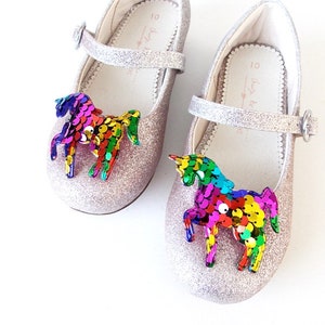 Girls Rainbow Sequin Unicorn Shoe Clips image 1