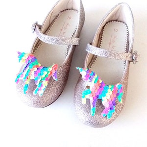 Girls Rainbow Sequin Unicorn Shoe Clips image 4