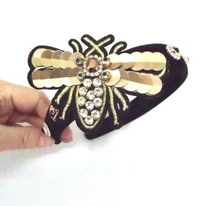 Ladies Girls Gold Sequin Bug Handmade Headband