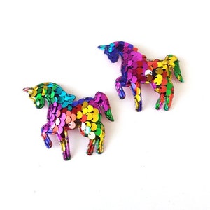 Girls Rainbow Sequin Unicorn Shoe Clips image 2