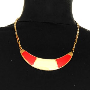Vintage 80’s Red and Cream Enamel Necklace