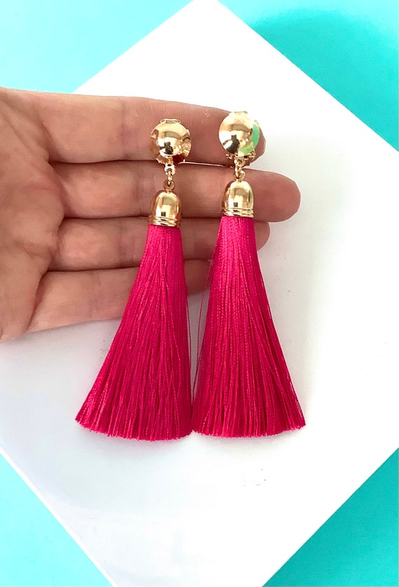 Boucles D'oreilles Clip Doré Nuage Avec Pompon Bleu – Modèle EH6, Fabrication Récente