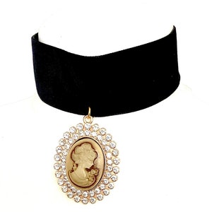 Crystal Cameo und BlackVelvet Choker Halskette