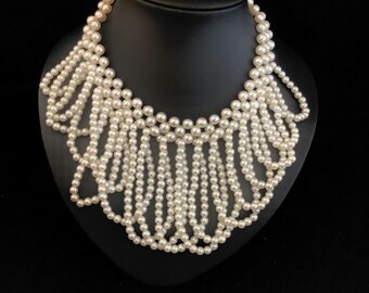 Collana vintage con perle finte anni '80, nuovo stock Fead