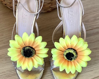 Big Yellow Sunflower Shoe Clips