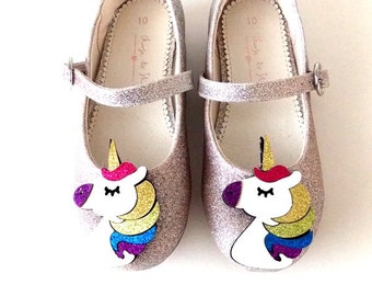 Girls Glitter Unicorn Shoe Clips