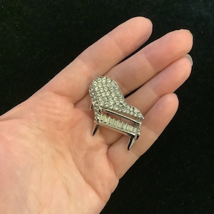 Silver Jewelled Vintage Piano Brooch