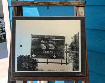 Steel and Wood Image Transfer Art, Canton Georgia, Canton Georgia Highway Steel Wall Art, Atlanta Steel Wall Art, Georgia Handmade
