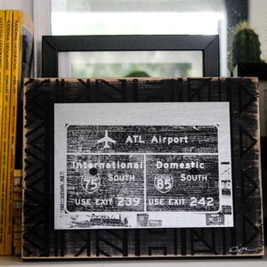 Steel and Wood Image Transfer, Atlanta Hartsfield Jackson Airport Steel Wall Art, Atlanta Metal Wall Art, Tribal Boho Design Atlanta image 1