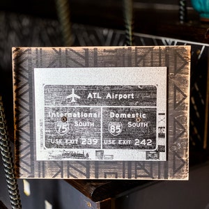 Steel and Wood Image Transfer, Atlanta Hartsfield Jackson Airport Steel Wall Art, Atlanta Metal Wall Art, Tribal Boho Design Atlanta 画像 2