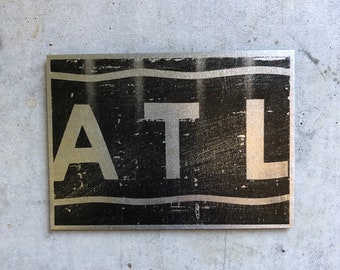 ATL Galvanized Steel Image Transfer Wall Art Handmade in Atlanta, Atlanta Artist, ATL Dirty South