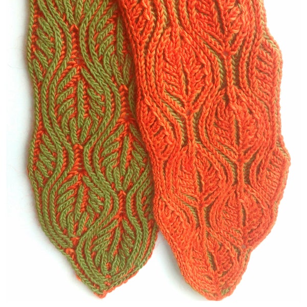 Scarf Knitting Pattern - Two Color Brioche Stitch in aran weight yarn